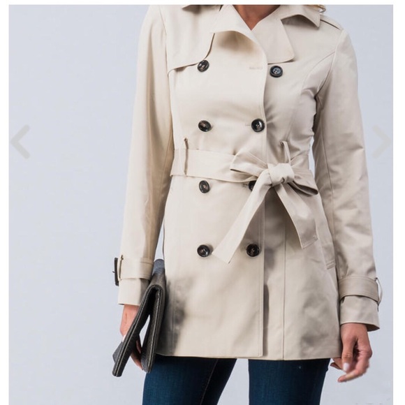 🆕 TRENCH COAT Taupe New Double Breasted Classic - Picture 3 of 8